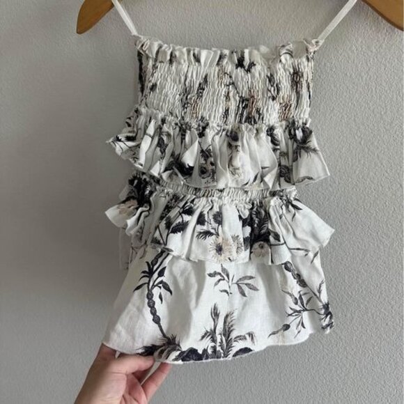 SIR.‎ The Label Marielle Ruffle Floral Preppy Classic Linen Skirt Sz 0 (2) - Picture 6 of 10
